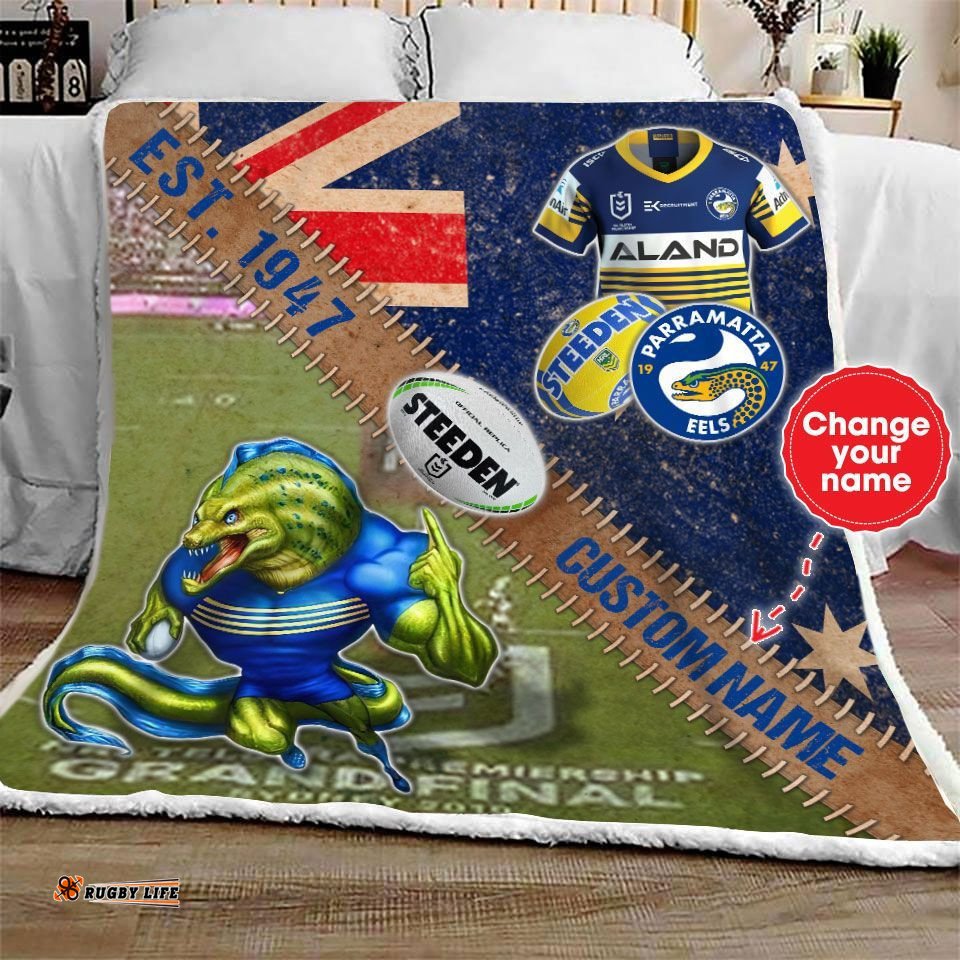 personalized parramatta eels stadium mascot quilt blanket nrl