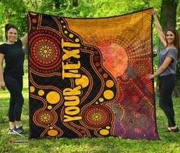 custom text aboriginal premium quilt australia indigenous flag circle dot painting art golden