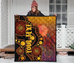 custom text aboriginal premium quilt australia indigenous flag circle dot painting art golden