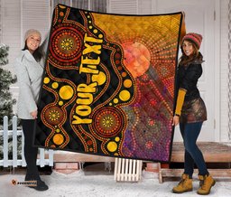 custom text aboriginal premium quilt australia indigenous flag circle dot painting art golden