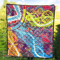 aboriginal art colorful vibes premium quilt indigenous