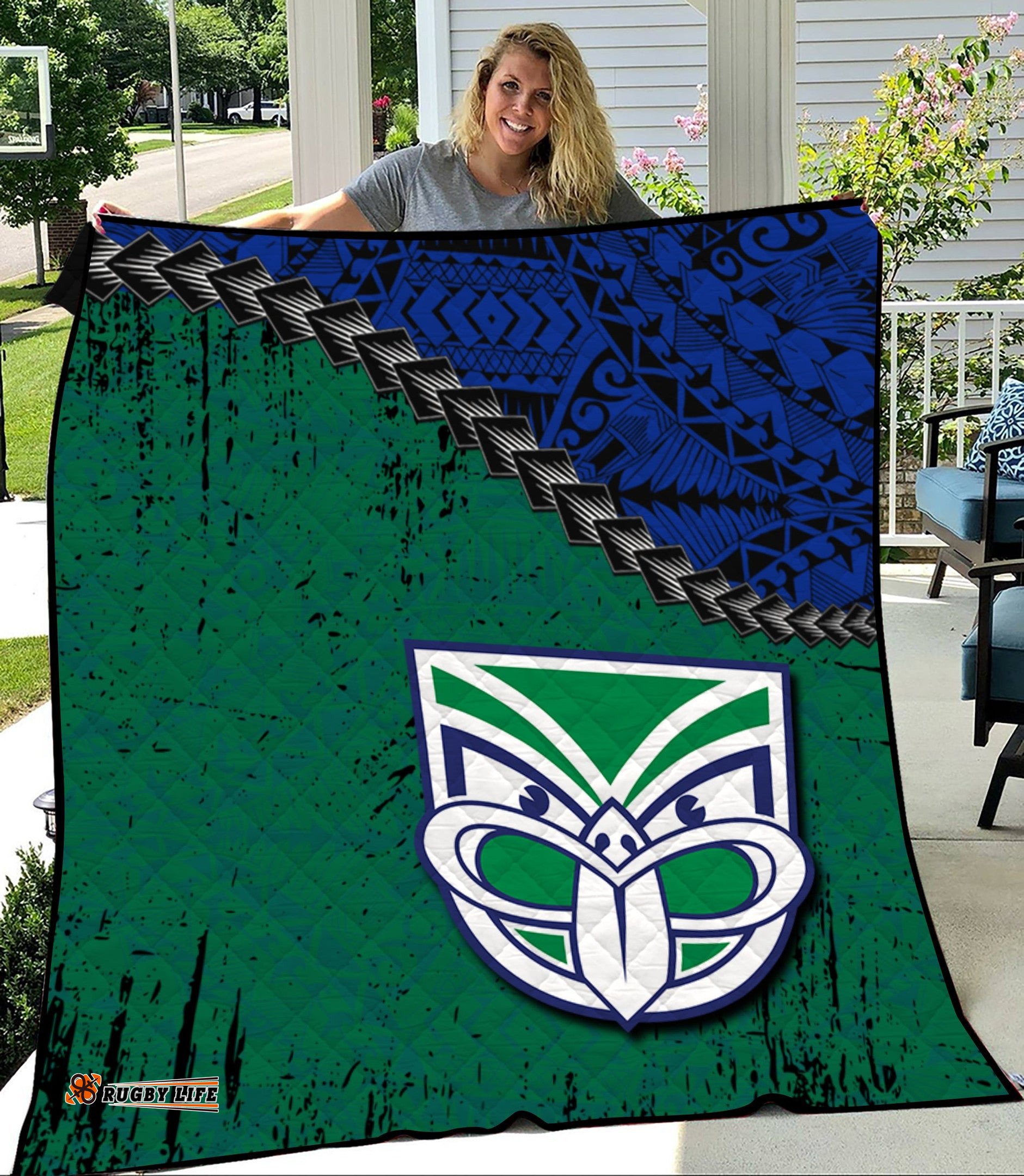 new zealand warriors premium quilt grunge polynesian tattoo nrl