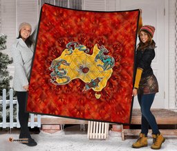 aboriginal premium quilt australia map hand patterns spider web