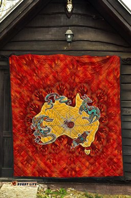 aboriginal premium quilt australia map hand patterns spider web