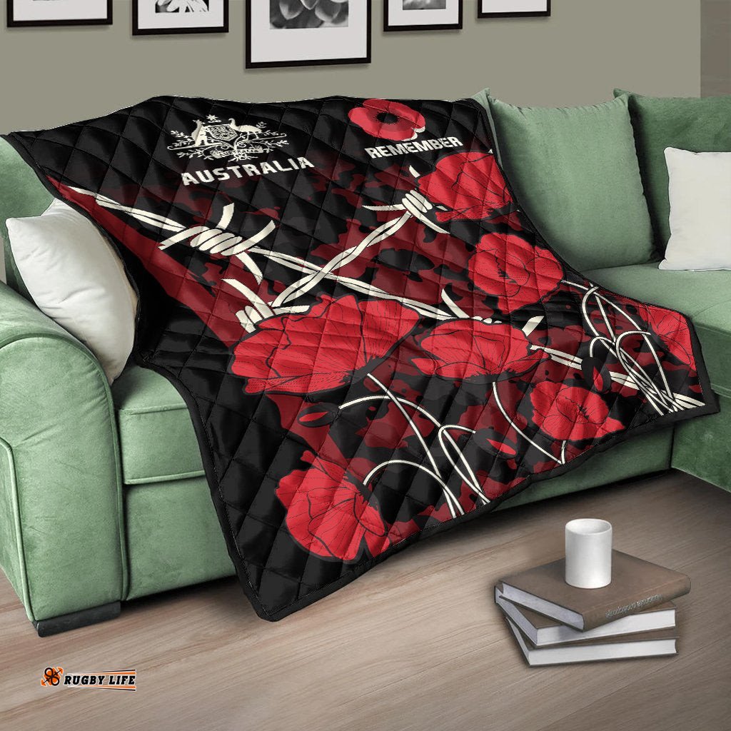 anzac premium quilt anzac with remembrance poppy flower