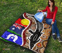 aboriginal premium quilt indigenous crocodile with naidoc flags