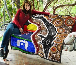 aboriginal premium quilt indigenous crocodile with naidoc flags