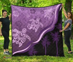 purple turtle hibiscus premium quilt