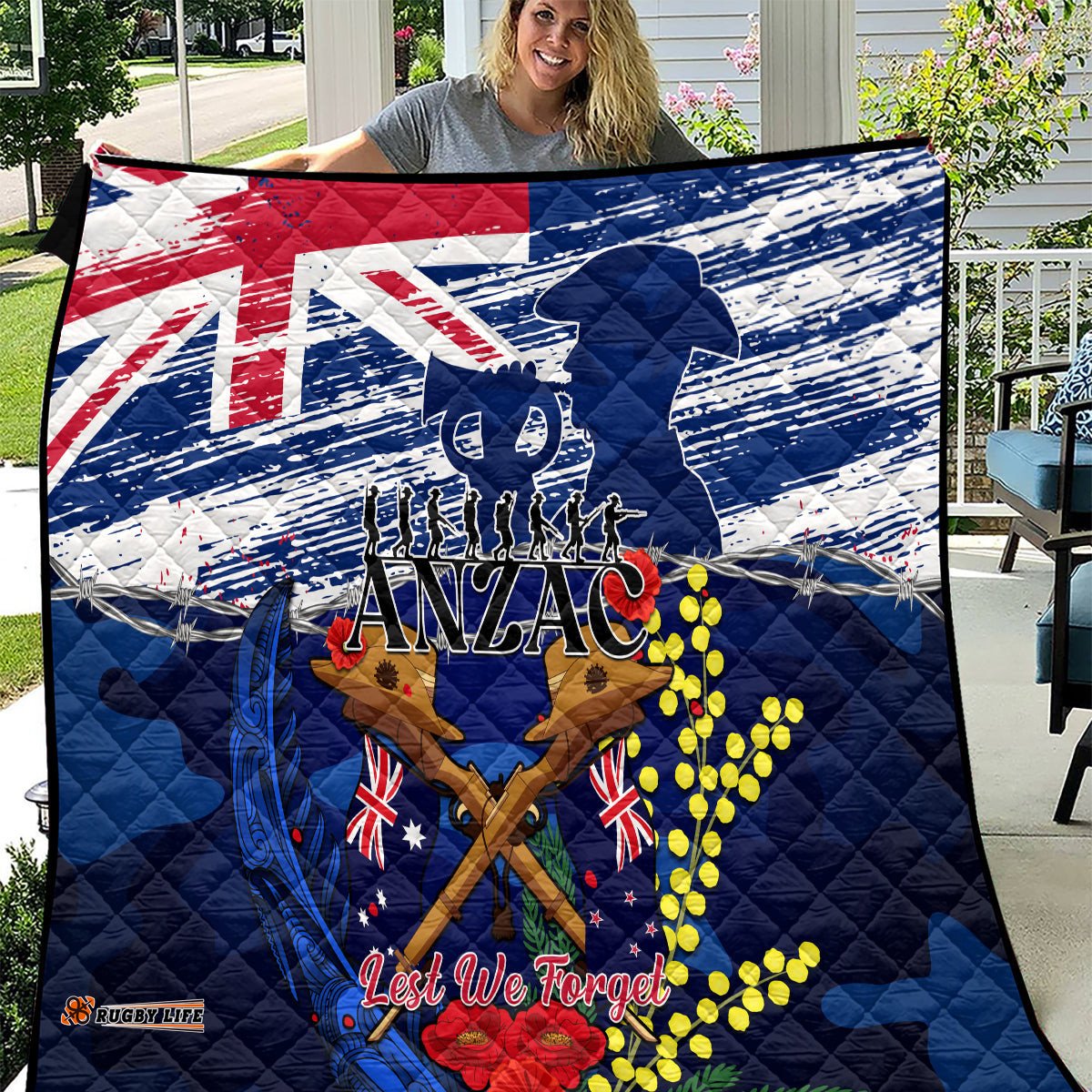 australia and new zealand anzac day quilt lest we forget silver fern with golden wattle