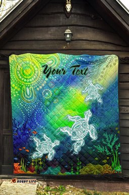 custom text aboriginal premium quilt indigenous turtle ocean dot painting art