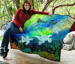 custom text aboriginal premium quilt indigenous turtle ocean dot painting art
