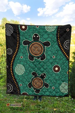 aboriginal premium quilt australia green turtle dot painting art