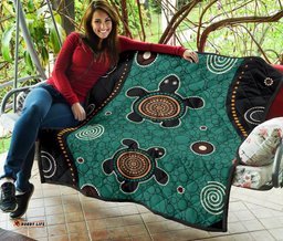 aboriginal premium quilt australia green turtle dot painting art