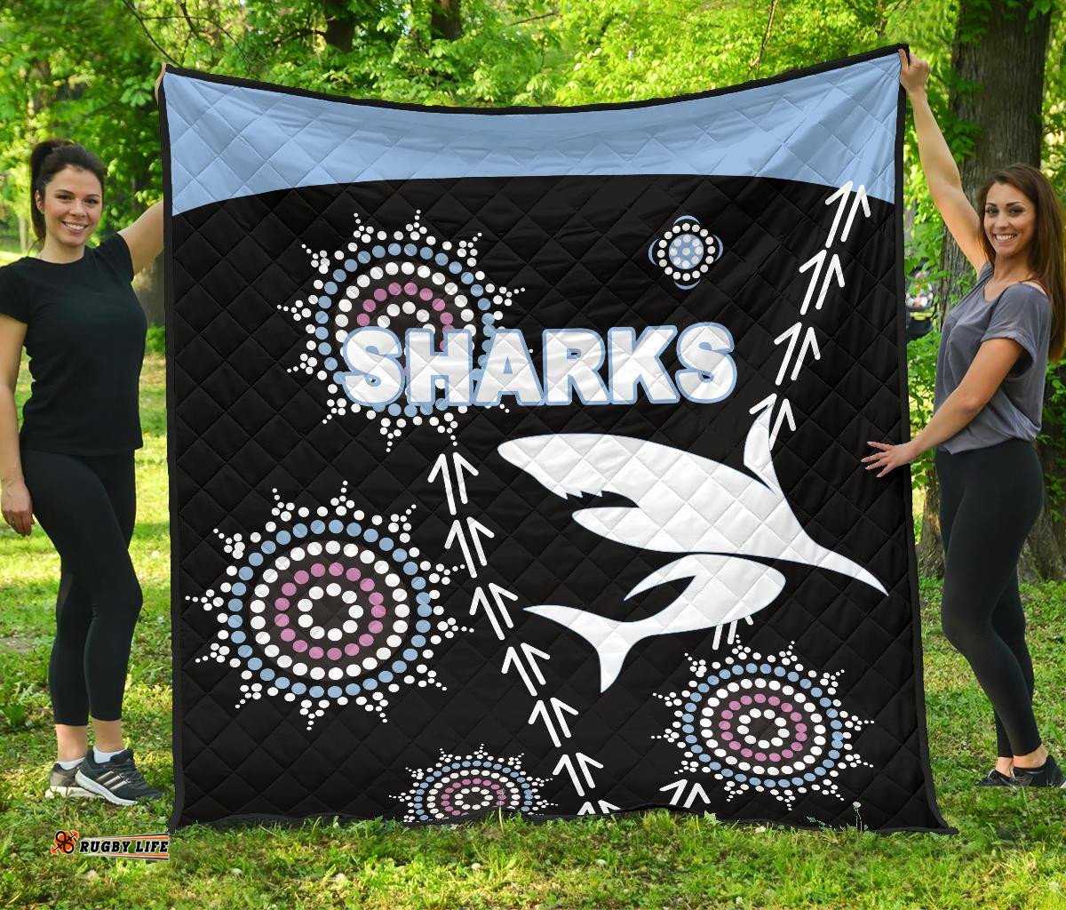 cronulla premium quilt sharks simple indigenous black