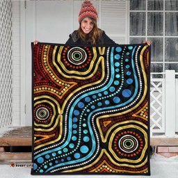 Australia Aboriginal Inspired Quilt - Aboriginal dot art river connection concept