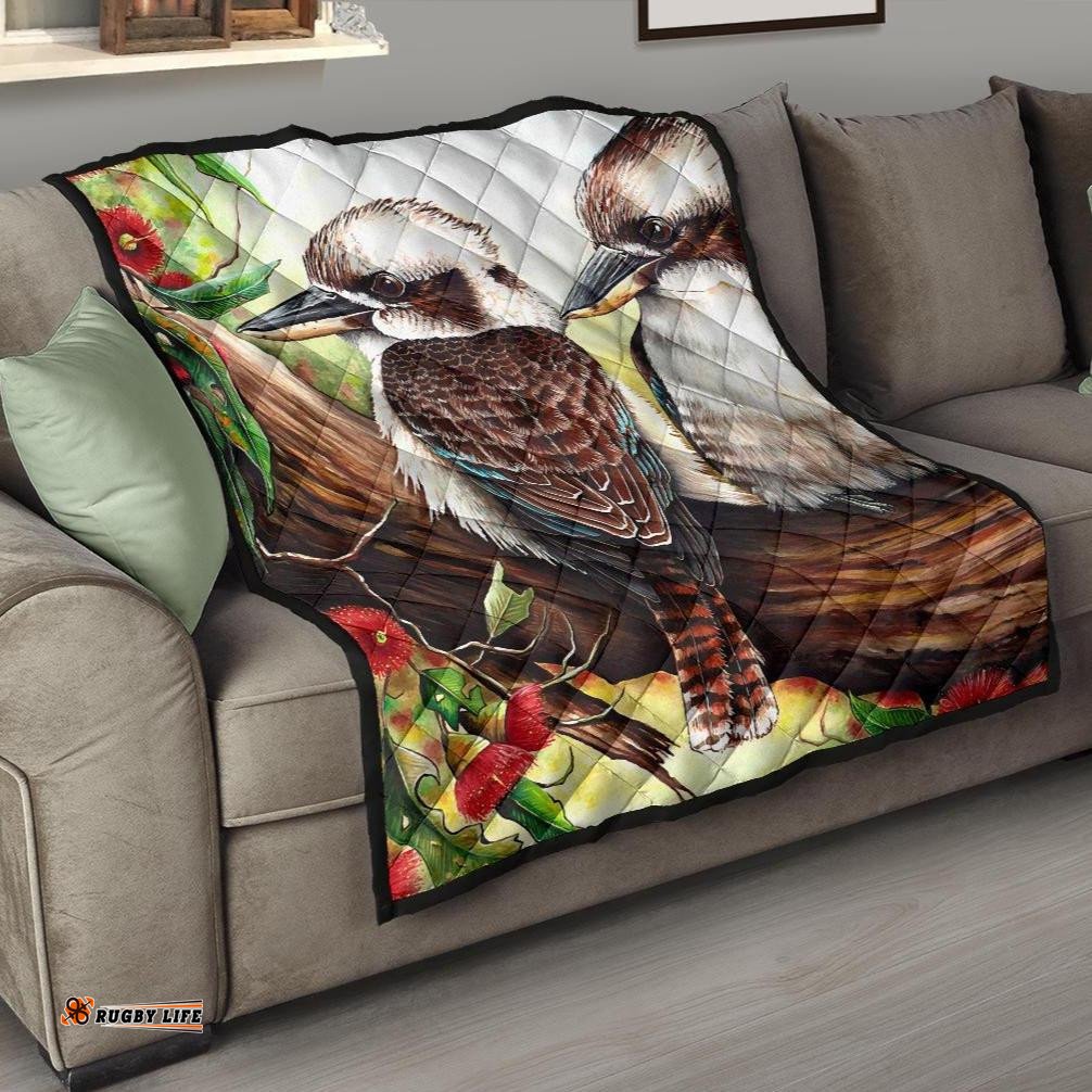 premium quilt kookaburra with waratah