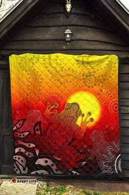 Australia Aboriginal Inspired Quilt - Indigenous Frog (Red)