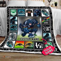 penrith panthers quilt blanket nrl quilt blanket mascot personalized