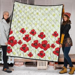 Australia Aboriginal Quilt - Poppy Flowers Background In Aboriginal Dot Art Style Quilt