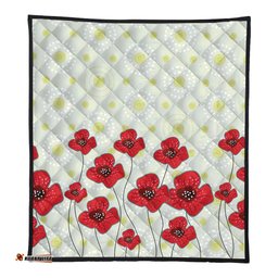 Australia Aboriginal Quilt - Poppy Flowers Background In Aboriginal Dot Art Style Quilt