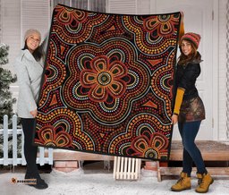 Australia Aboriginal Inspired Quilt - Aboriginal Inspired Dot Painting Flowers Style Ver02