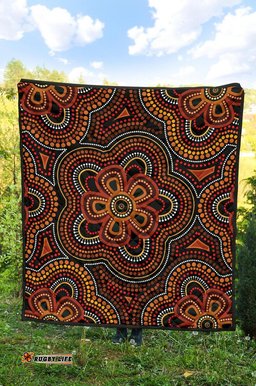 Australia Aboriginal Inspired Quilt - Aboriginal Inspired Dot Painting Flowers Style Ver02