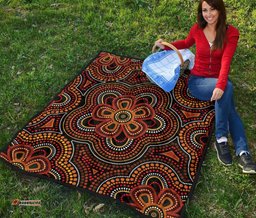 Australia Aboriginal Inspired Quilt - Aboriginal Inspired Dot Painting Flowers Style Ver02