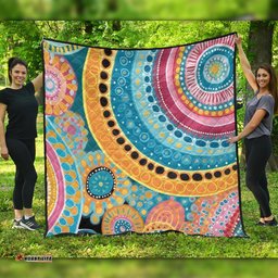 Australia Aboriginal Quilt - Colorful Pattern And Dots Art Quilt