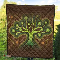 Australia Aboriginal Inspired Quilt - Aboriginal Dot Art Vector Painting With Tree Quilt