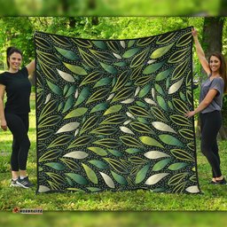 Australia Aboriginal Quilt - Green Bush Leaves Seamless Quilt