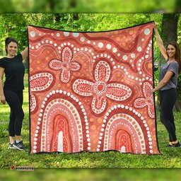 Australia Aboriginal Quilt - Dot painting illustration in Aboriginal style Orange Quilt