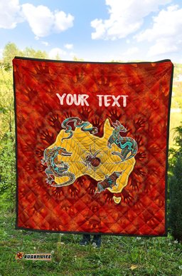 custom aboriginal premium quilt australia map hand patterns spider web