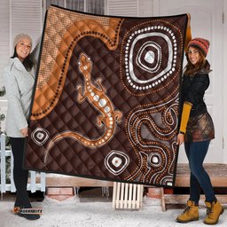 Australia Aboriginal Inspired Quilt - Aboriginal Art Background With Lizard Style Quilt
