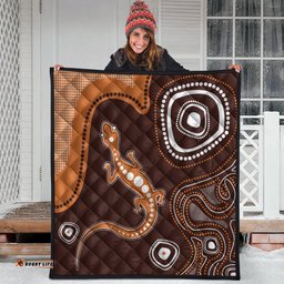 Australia Aboriginal Inspired Quilt - Aboriginal Art Background With Lizard Style Quilt