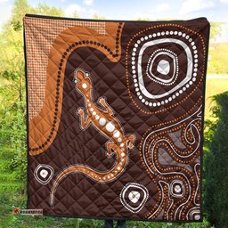 Australia Aboriginal Inspired Quilt - Aboriginal Art Background With Lizard Style Quilt