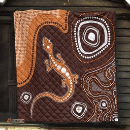 Australia Aboriginal Inspired Quilt - Aboriginal Art Background With Lizard Style Quilt