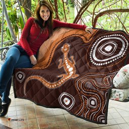 Australia Aboriginal Inspired Quilt - Aboriginal Art Background With Lizard Style Quilt