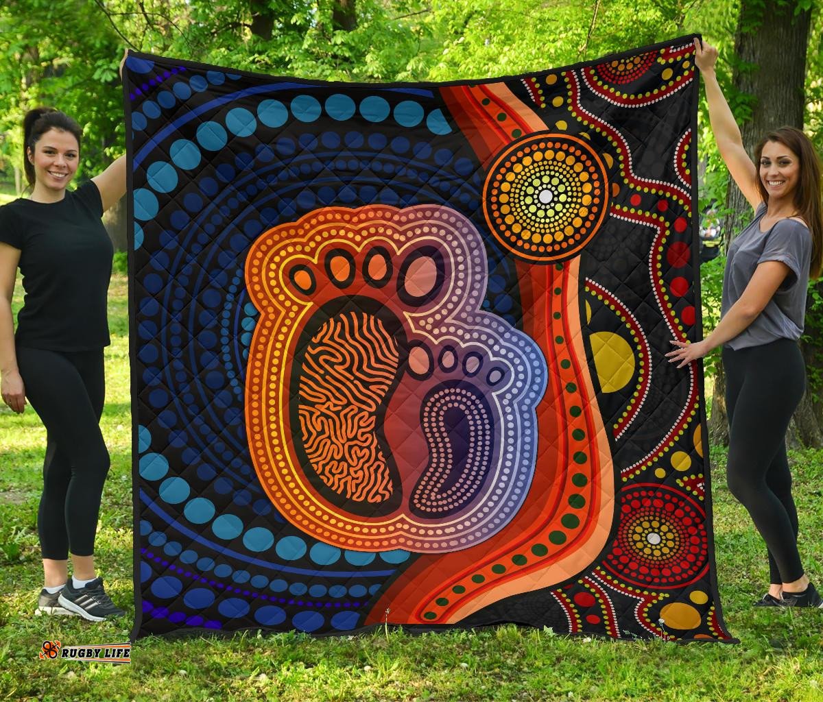australia premium quilt aboriginal mother and son foot