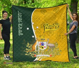 personalised premium quilt australia coat of arm in rugby style