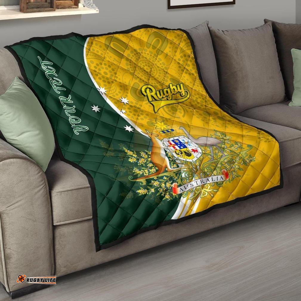 personalised premium quilt australia coat of arm in rugby style