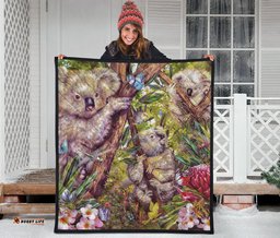 Australia Quilt - 3D Koala with Waratah Flower Quilt