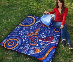aboriginal premium quilt indigenous footprint patterns blue color