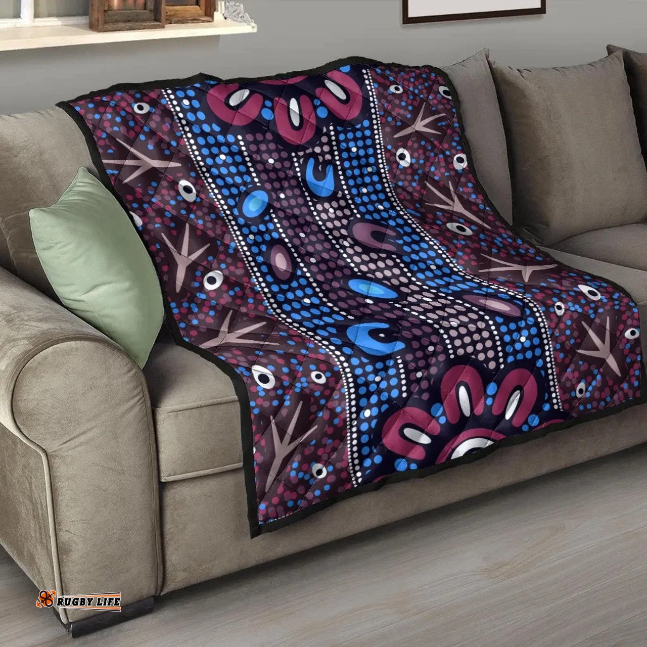 Australia Aboriginal Inspired Quilt - Aboriginal Inspired Dot Art Painting VER4