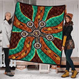 Australia Aboriginal Inspired Quilt - Aboriginal dot art depicting honey ants