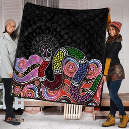 Australia Rainbow Serpent Aboriginal Quilt - Dreamtime Rainbow Serpent Featuring Dot Style Quilt