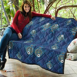 Australia Aboriginal Inspired Quilt - Dot Art Landscape Vector Background With Fish Quilt