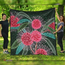 Australia Aboriginal Quilt - Australian Hakea Flowers Painting In Aboriginal Style Quilt