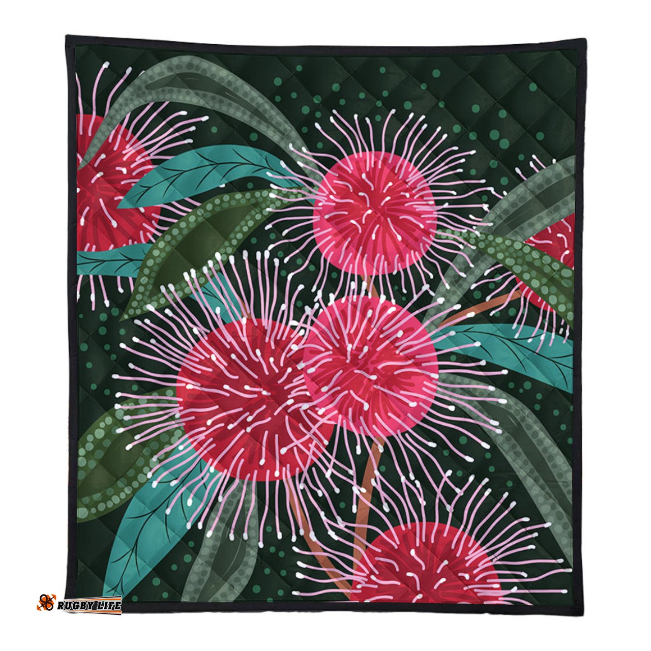 Australia Aboriginal Quilt - Australian Hakea Flowers Painting In Aboriginal Style Quilt