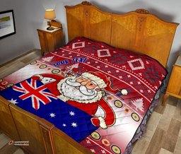christmas personalised premium quilt australia santa claus hold the flag red
