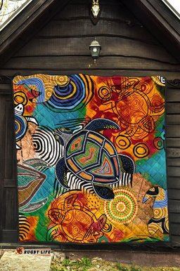 Australia Aboriginal Inspired Quilt - Turtle Indigenous Art